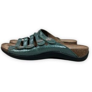 Dansko Sandals Womens Janie Slide 37 Green Cork Footbed Leather Strappy‎ Comfort